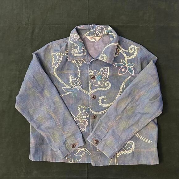 Vintage embroidered denim jacket - Picture 1 of 6